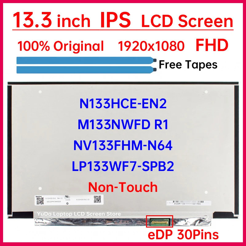 13.3 "หน้าจอ LCD N133HCE-EN2 M133NWFD R1 LP133WF7-SPB2 NV133FHM-N64 สําหรับ Lenovo ideapad S340-13IM