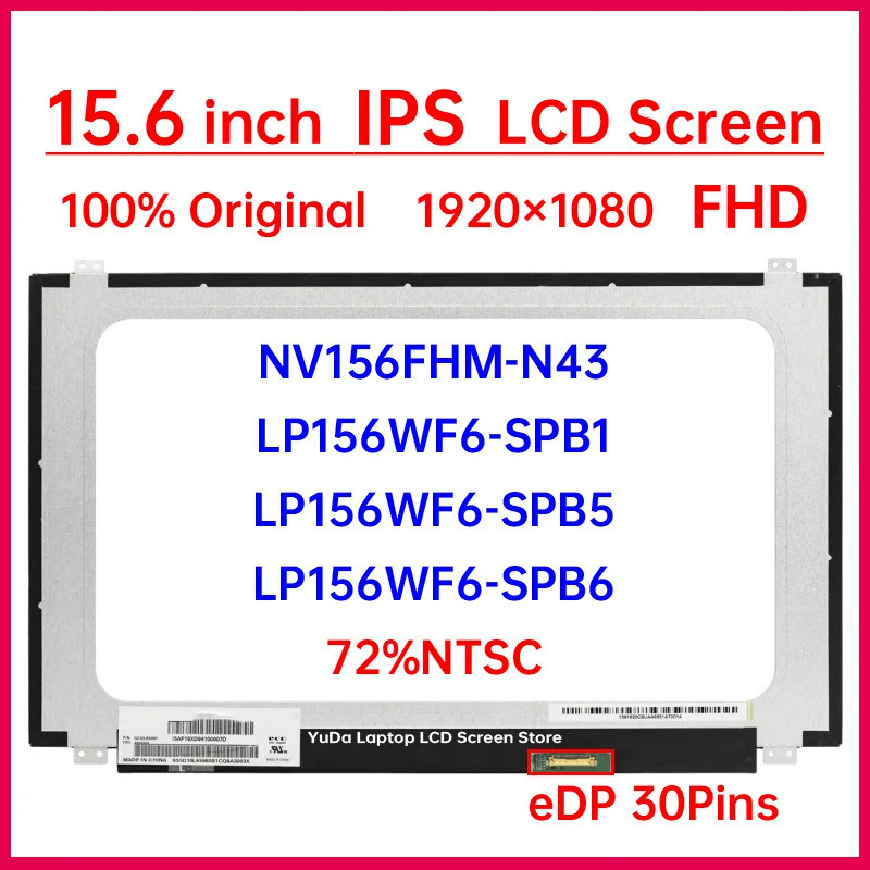 15.6 "IPS แล็ปท็อปหน้าจอ LCD NV156FHM N43 NV156FHM-N43 LP156WF6-SPB1 LP156WF6-SPB5 LP156WF6-SPB6 จอแ
