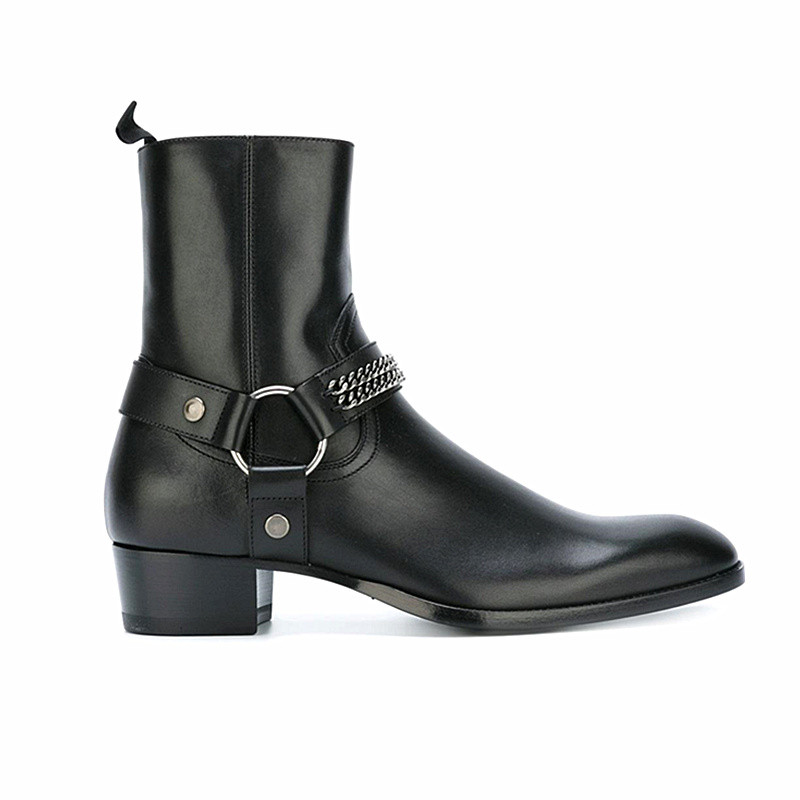 CHELSA Boots รองเท้าบูทสั้นผู้ชาย Martin Boots CHELSEA BOOT ยุโรปอเมริกัน Handmade Chain ของแท้หนังช