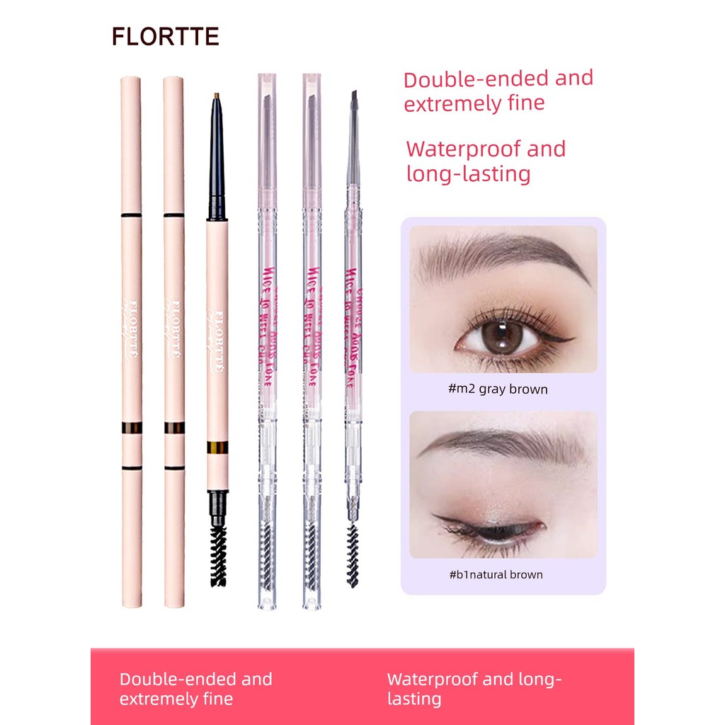 คิ้ว เขียนคิ้ว FLORTTE/FLORTTE ดินสอเขียนคิ้วกันน้ํา Sweat-Proof Long-Lasting Beauty Non-Fading Wild