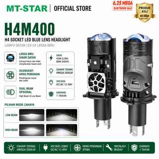 MT-STAR lampu led  H4 M400 Socket H4 LED Blue Lens Dengan Kipas Pendingin lampu led motor depan super terang