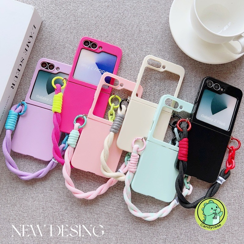 เคสโทรศัพท์แบบพับได้พร้อมเชือกเส้นเล็กสําหรับ Samsung Galaxy W26 W25 W24 W23 Z Flip 8 7 6 5 4 3 2 1 