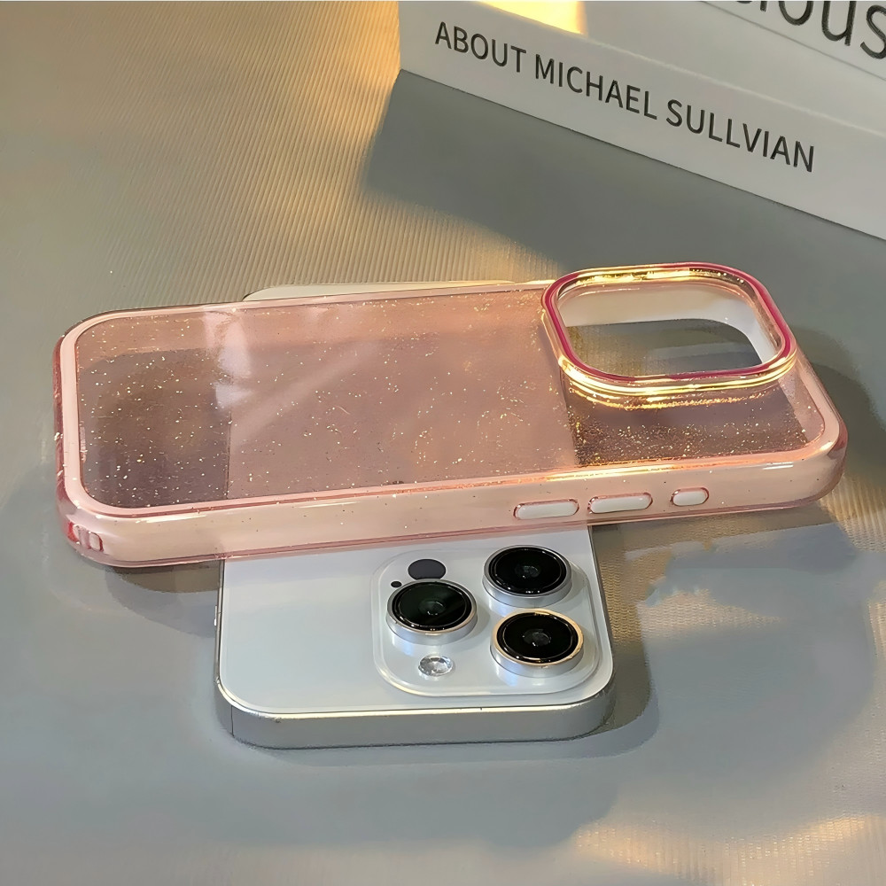 หรูหราGlitterเงาโปร่งใสเคสโทรศัพท์สําหรับIPhone 11 17 16 15 14 Pro Max 16plus 12 13 ProMax iPhone Airเลนส์ป้องกันกรอบหนาAnti-drop Hardโทรศัพท์ปกหลัง