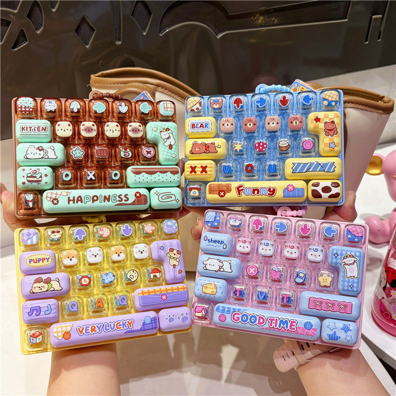 Creative Healing Series โปร่งใสคู่การจับคู่สี Mood Supply Station 26 กริด Decompression คีย์บอร์ดพวงกุญแจจี้กระเป๋าจี้