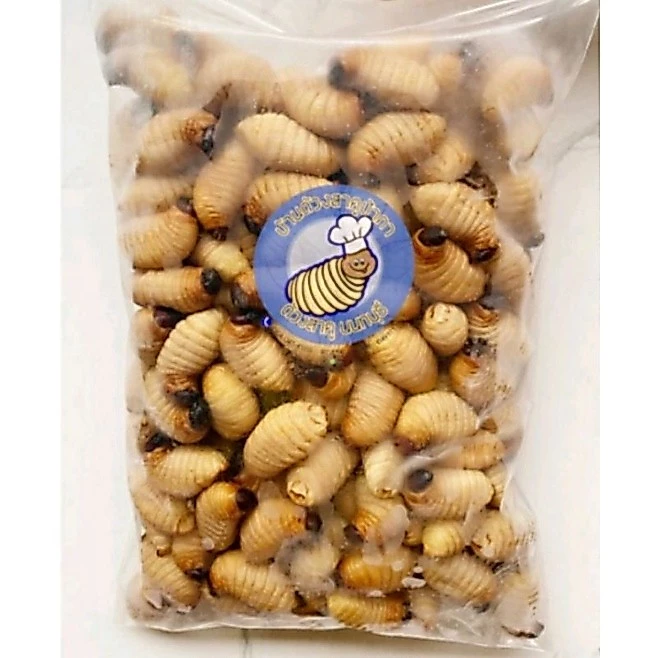 💙ด้วงสาคูลวกสุกฟรีซ 500g(ไม่ใส่เกลือ)💙