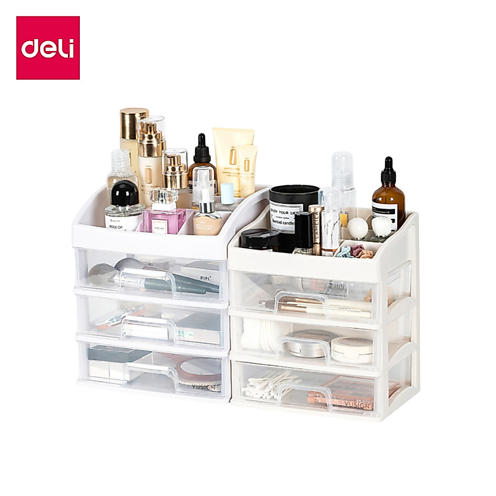 Deli ชั้นวางเครื่องสำอาง ลิ้นชักใส่ของเอนกประสงค์ 1 2 3 ชั้น ชั้นวางของ โปร่งใส Cosmetic drawer rack