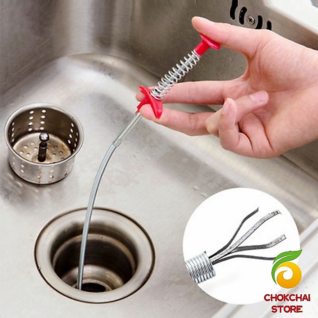 Chok งูเหล็กทะลวงท่อตัน  แก้ท่อตัน สปริงทะลวงท่อตัน งูเหล็ก (ยาว60 เซน 60cm) Drain Pipe Jam Cleaner