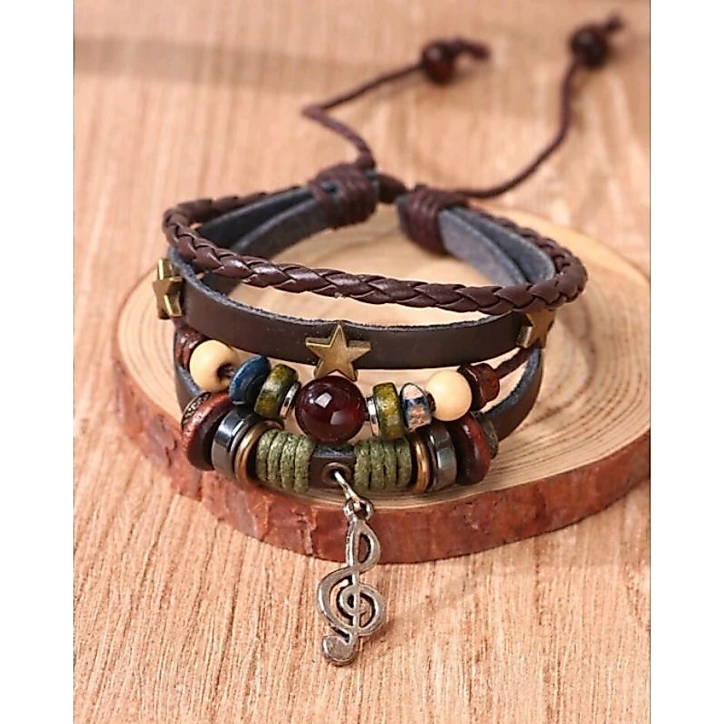 พร้อมส่ง กำไลข้อมือเชือกถัก Musical Note  Layered Bracelet