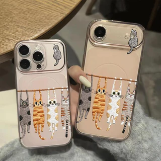 แมวน้อยสี่ตัว For iPhone เคสไอโฟน 11 12 เปลือกที่เรียบง่าย 13 14 15 16 17 PLUS B4PRO MAX X XS MAX XR 7/8PLUS