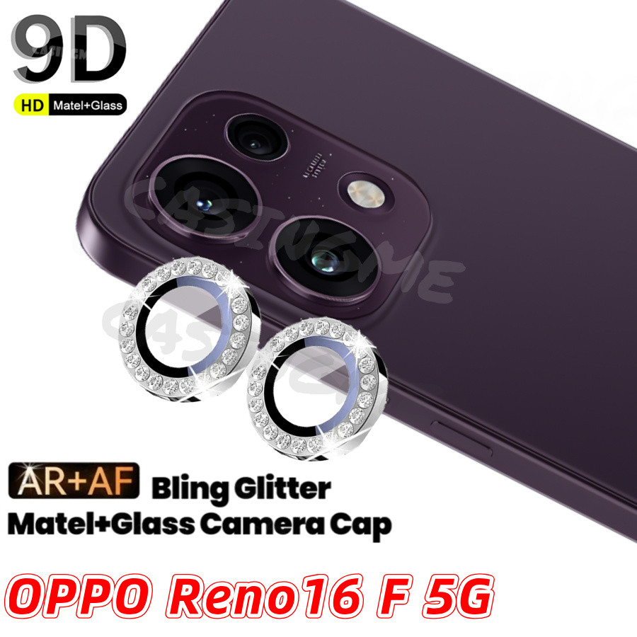 Oppo Reno16 F 5G 2026 Glitter เพชรกลับเลนส์สําหรับ OPPO Reno 16 Reno16F Reno16 F 16F OppoReno16F Pro 5G 4G 2026 Rhinestone แหวนโลหะกระจกนิรภัยกล้อง
