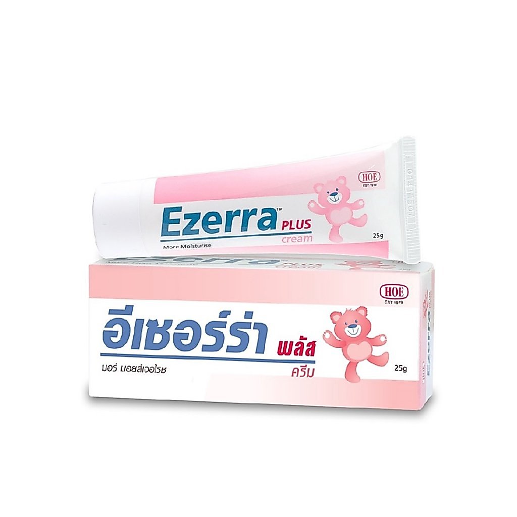 Ezerra plus อี เซอร์ ร่า พลัส ครีม มอยเจอร์ไรเซอร์ สำหรับผิวแห้ง คัน แพ้ง่าย ฉลากไทย (ครีมหมีชมพู)