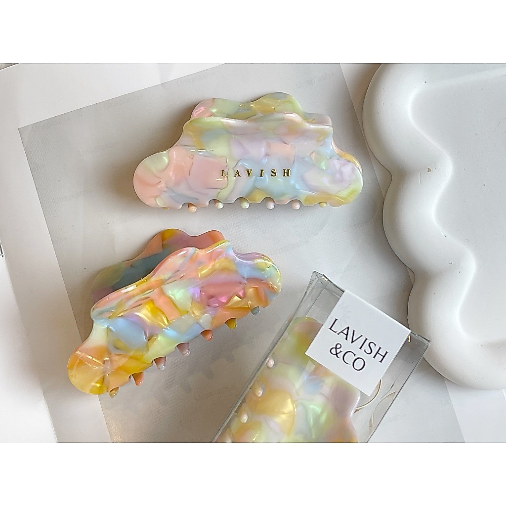 [ พร้อมส่ง ] Acetate  Hair Claw รุ่น Rainbow  ขนาด 10.5 ซม วัสดุรักษ์โลกย่อยสลายได้ตามธรรมชาติ ฟรีติดชื่อ+การ์ด+กล่องครบ