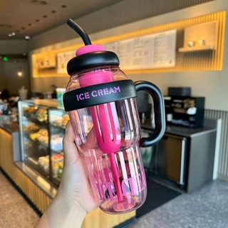 ขวดน้ำพกพาขนาด 1300 มล. พร้อมหลอดดูดขนาดใหญ่ ป้องกันการตกกระแทก ทนความร้อน เหมาะสำหรับดื่มกลางแจ้งทุกวัน