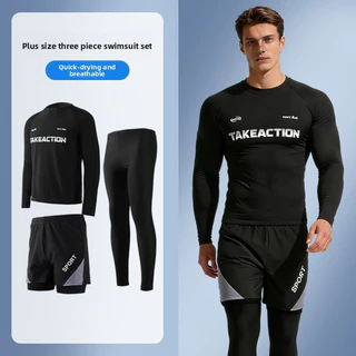Oversize Men Summer Relaxed Fit Fast-Drying Plus Size Casual Swim Top & Shorts Set
