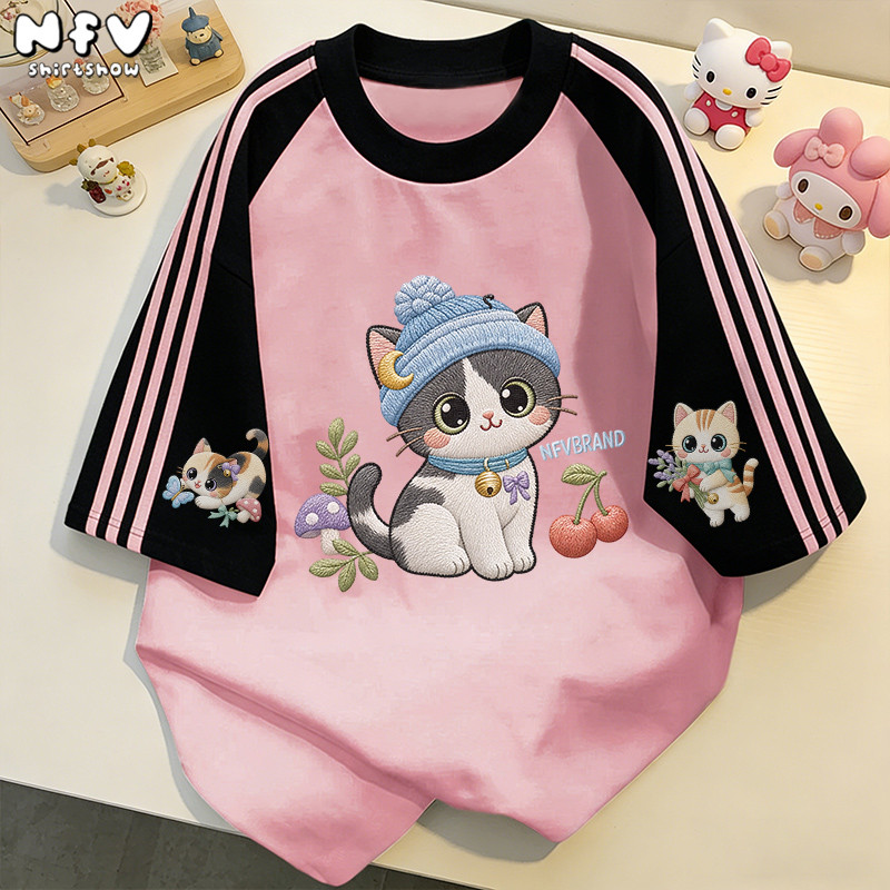 【จัดส่งตลอด 24 ชั่วโมง】NFV สไตล์เกาหลี🌈เสื้อยืดเปล่า ลายพิมพ์การ์ตูนหญิง ดีไซน์คลาสสิค อ่อนนุ่ม ระบายอากาศ YG677