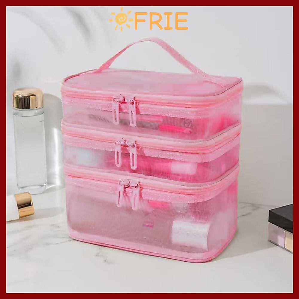 ฟรี กระเป๋าเครื่องสําอางเดินทาง,ตาข่ายโปร่งใส2/3ชั้นแต่งหน้าออแกไนเซอร์กระเป๋า,การจัดเก็บแฟชั่นผู้หญิงความจุขนาดใหญ่แต่งหน้าอุปกรณ์อาบน้ําองค์