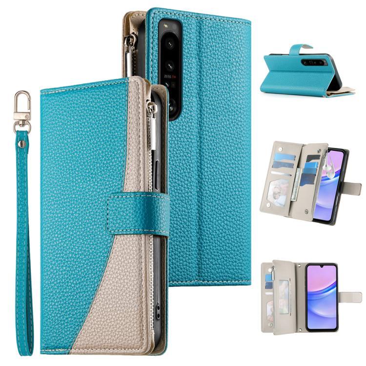 เย็บ Multi-card Zipper กระเป๋าสตางค์หนังพร้อมสายคล้องสั้นสําหรับ Xperia 1 VIII/Sony Xperia 1 IV/Sony