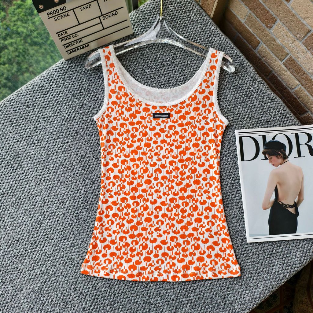 2OIT MIMIU ฤดูร้อนสไตล์ใหม่ดอกไม้รอบคอ Slim-fit ของแท้ไหล่ Casual เสื้อกั๊กเสื้อยืด Top