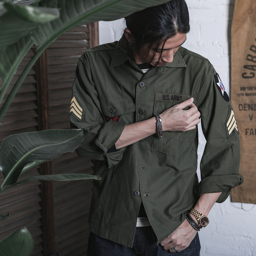 NON STOCK OG-107 เวียดนามสงครามเสื้อแขนยาว John Lennon ผ้าฝ้ายแท้ซาตินหนาวัสดุเสื้อ Og107