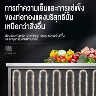 SHANBEN ตู้แช่สเตนเลส ตู้แช่เย็น ตู้แช่แข็งแบบเคาเตอร์เตรียมทำอาหารด้านบนได้ ตู้เย็นตู้เย็นเชิงพาณิชย์ 304