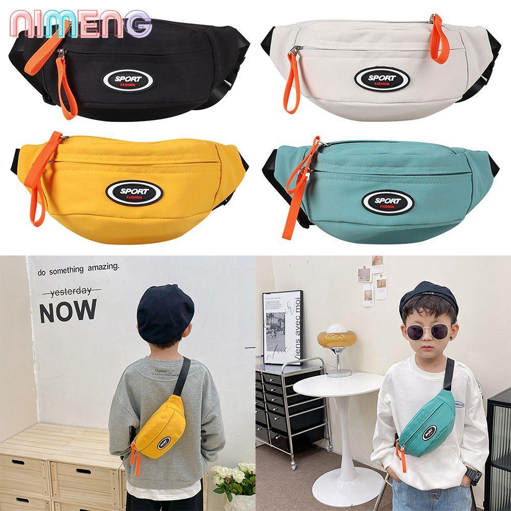NIMENG Fanny Pack, กระเป๋าคาดหน้าอกเด็กกันน้ําซิป, กระเป๋าสะพายไหล่อเนกประสงค์ความจุขนาดใหญ่ทนต่อการสึกหรอ
