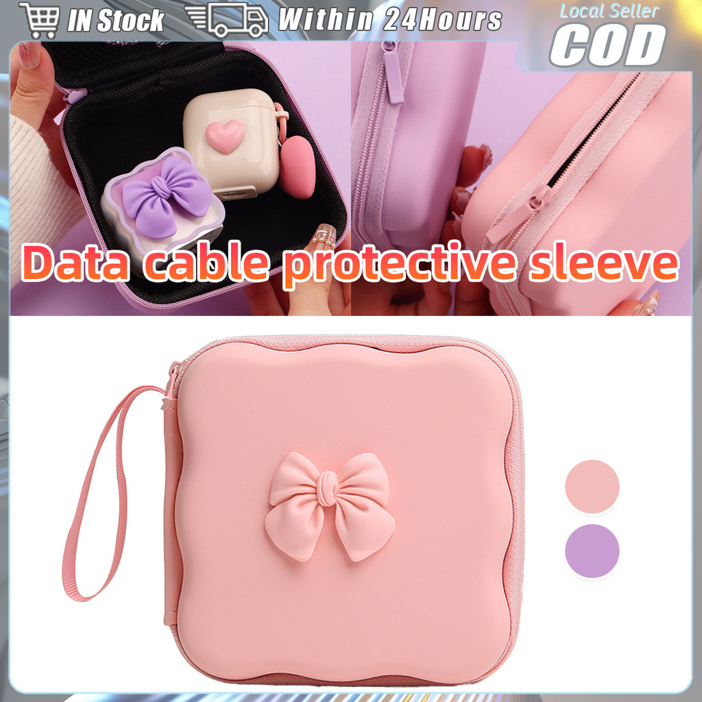 Data Cable Storage Bag Cute Zom Bow Charger Storage Bag Mini Pouch Charger Cable Headphone Wire Stor