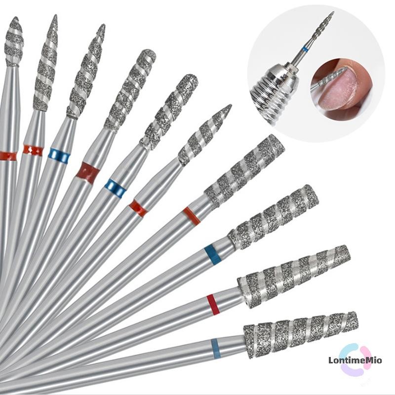 LontimeMio] เล็บ Bits เปลวไฟ Cuticle เจาะ Bit เครื่องตัดแต่งเล็บโรตารี Burr เจาะอุปกรณ์เสริมเกลียวเล็บขัด Mills เครื่องมือใหม่