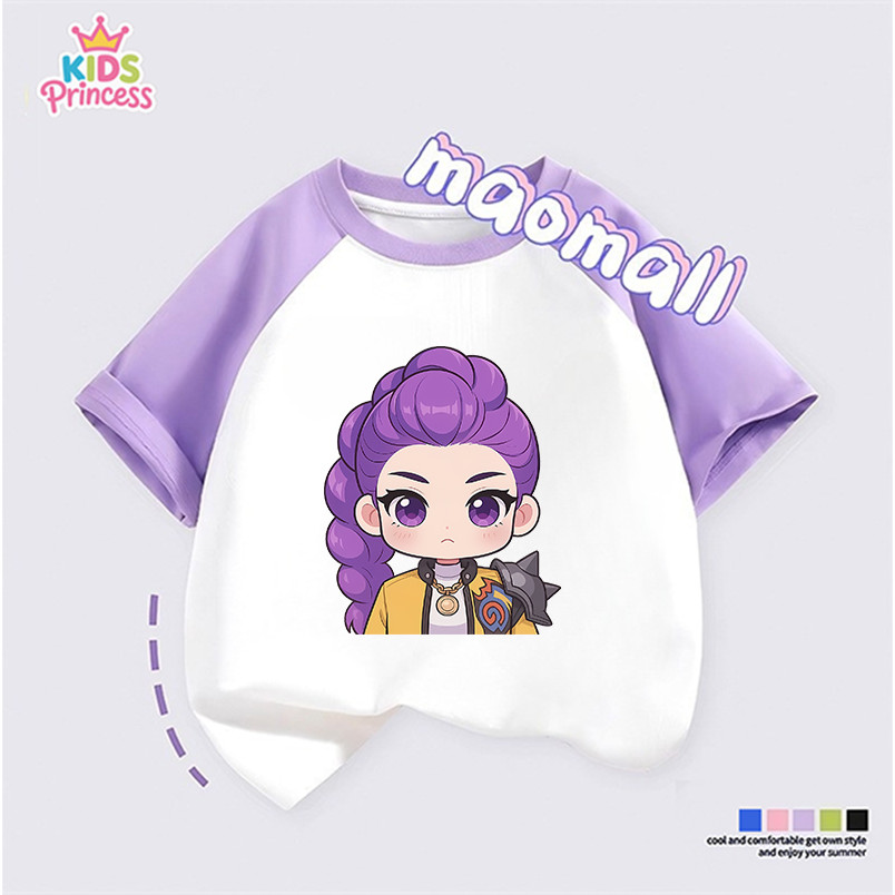 (จัดส่งตลอด 24 ชั่วโมง) Kpop Demon Hunters เสื้อยืดแขนสั้นสำหรับเด็กสบายและนุ่ม ผ้าฝ้ายแท้ 100% เสื้อยืดพิมพ์ลาย K626