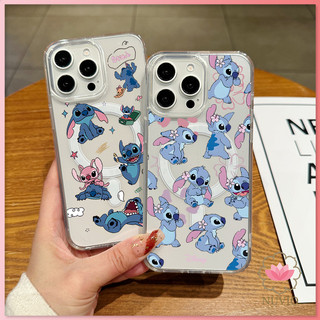 เคส iPhone 16 11 12 13 14 15 Pro Max ลาย Stitch ลายต่างๆ xr xs Max 7 8 Plus พีซีใสแม่เหล็ก Ker