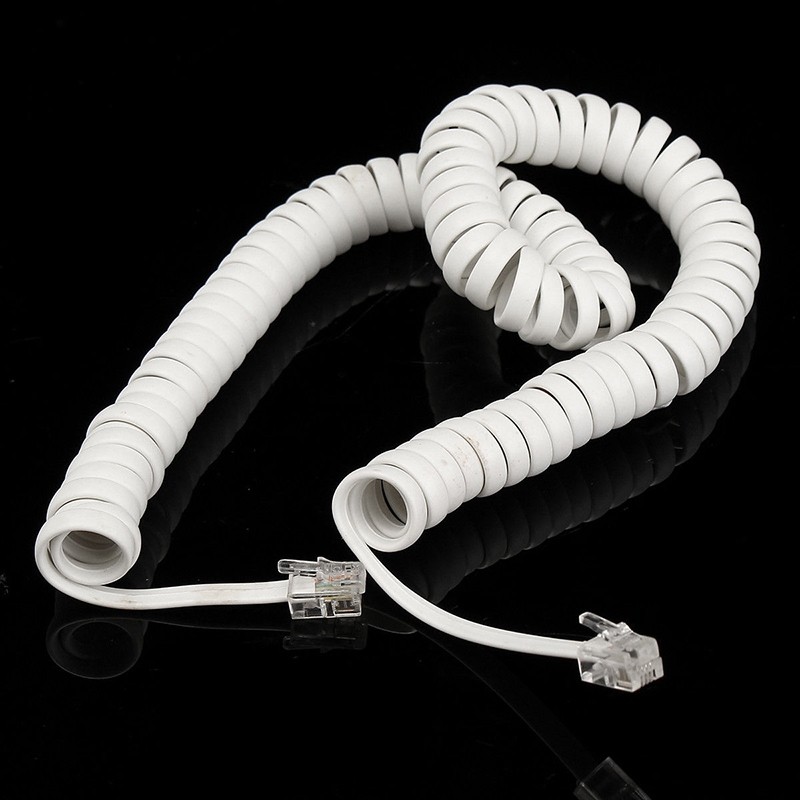 2M Coiled โทรศัพท์ Handset-Cable RJ10 โทรศัพท์ตะกั่ว Extension Curly Spring Cord