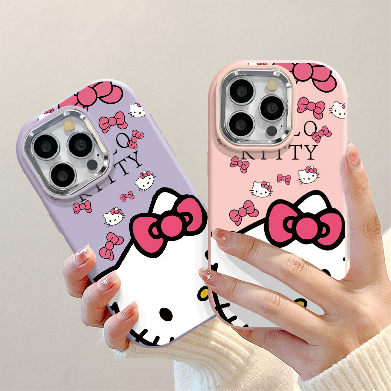 โบว์การ์ตูน Hello Kitty เคสโทรศัพท์สําหรับ Samsung Galaxy A10 A10S M01S A11 A12 A13 A14 A15 A16 A20 A30 A21S A23 A30S Soft TPU กันกระแทกปกหลังปลอก
