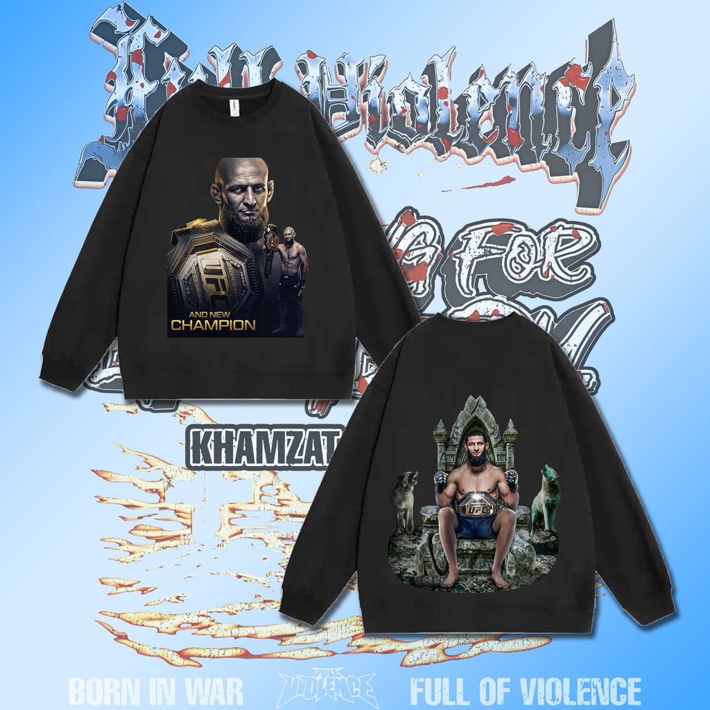 🏆【เตรียมจัดส่ง】Hamzat Chimayev wins UFC 319 เสื้อสเวตเชิ้ตคอกลมแขนยาว พิมพ์ลายคอตตอน นุ่ม ใส่สบาย #5