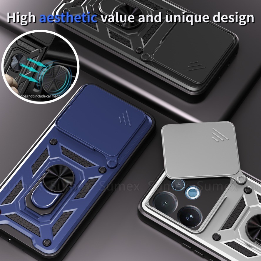 กันกระแทกแหวนสําหรับ Vivo V60 V2511 5G Push ดึงกล้องป้องกันปลอกโทรศัพท์ Hard ฝาหลัง Vivov60 Vevo V 6