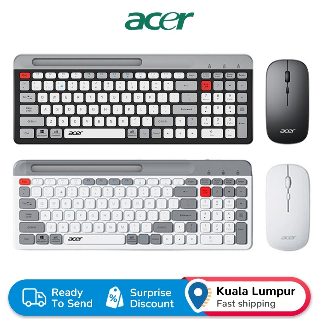 ชุดคีย์บอร์ดและเมาส์ Acer OKR215 DualMode พร้อมตัวยึด 100Key Layout Quiet & สบาย