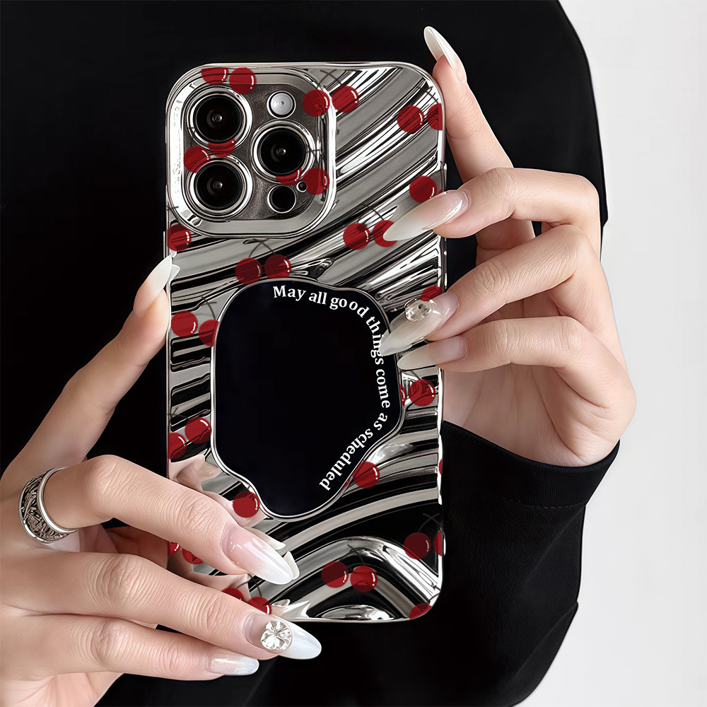 เคสโทรศัพท์มือถือ Wave Mirror ป้องกันการตก มันวาว กระจกเงา For IPhone 16 15 14 13 11 6 7 8 plus Pro Promax XR XS BLJM173