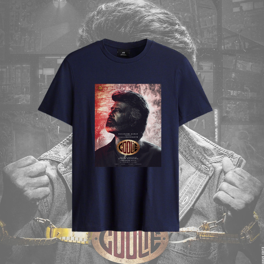 เสื้อยืดโอเวอร์ไซส์BAJU Coolie Rajini T เสื้อ SUPER STAR RAJINI เสื้อ Coolie ภาพยนตร์ Baju ผ้าฝ้าย 1