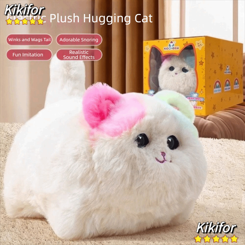 KIKIFOR Interactive Huggy Cat, ตุ๊กตาไฟฟ้าเหมือนจริงตุ๊กตาไฟฟ้า, ฟังก์ชั่นโต้ตอบพูดคุณสมบัติจําลองกา