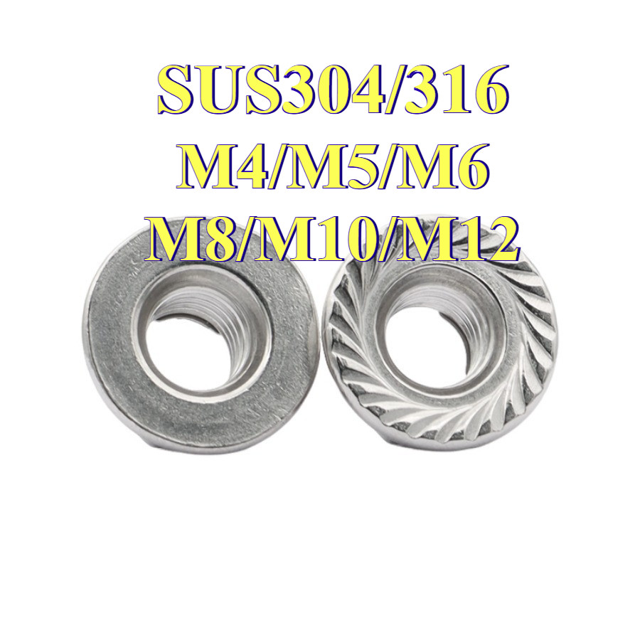 หัวน็อต ตัวเมีย ล็อค ไนลอน ติดแหวน สแตนเลส 304/316 เกลียวมิล หยาบ / Flange Nylon Insert Nut SUS304/316 M4/M5/M6/M8/M10/M12(XZM-MB-1) ราคา ถูกที่สุด ดีลบีเคเค แกลเลอรีภาพที่ 3