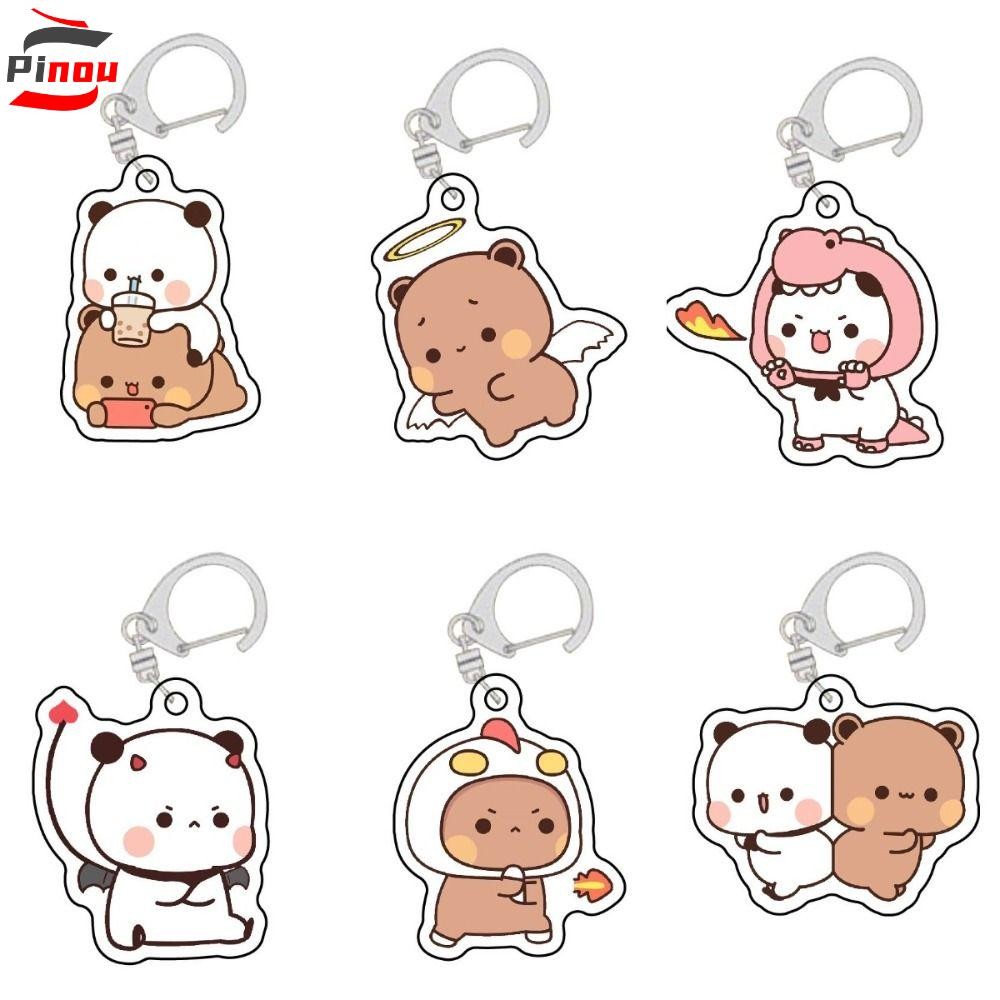 PINOU การ์ตูน Bubu Dudu พวงกุญแจ, การ์ตูนอะคริลิค Bubu Dudu พวงกุญแจ, กระเป๋าโทรศัพท์มือถือพวงกุญแจส