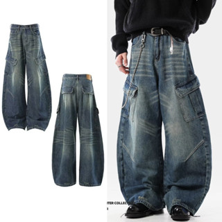 กางเกงยีนส์ผู้ชาย PannoFluxus ออกแบบเอวสูง มีกระเป๋าใหญ่ สไต…