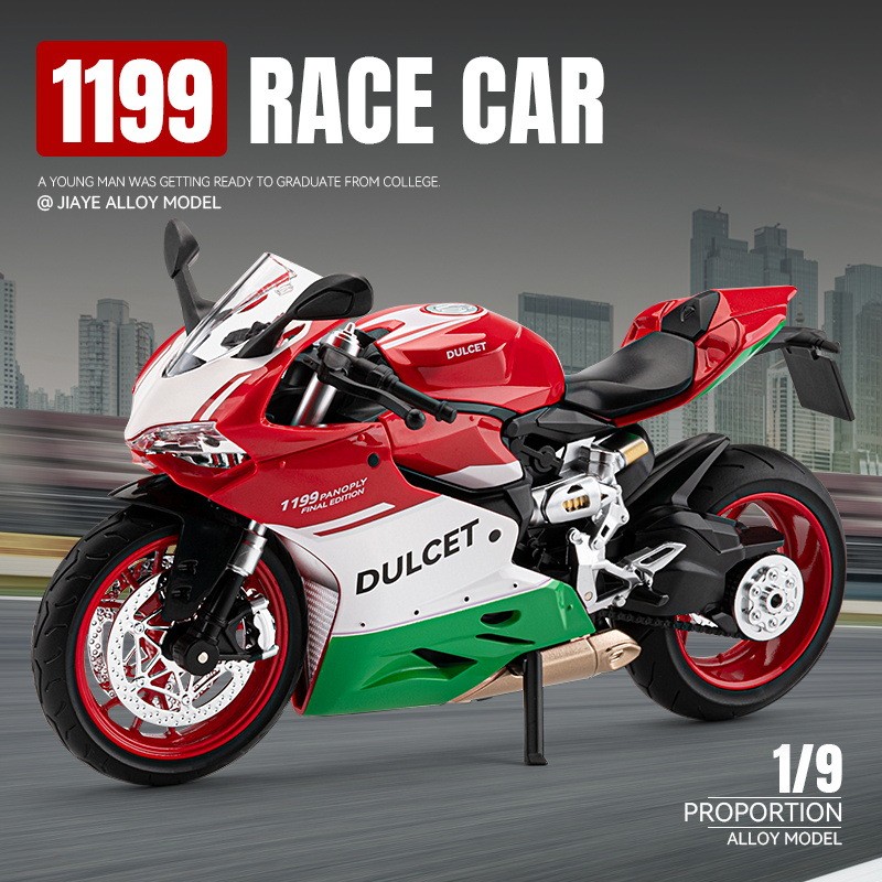 Jiaye 1: 9 Ducati Alloy Model Motorcycle Yamaha R1M จําลองหัวรถจักร Honda Toy Car Decorative