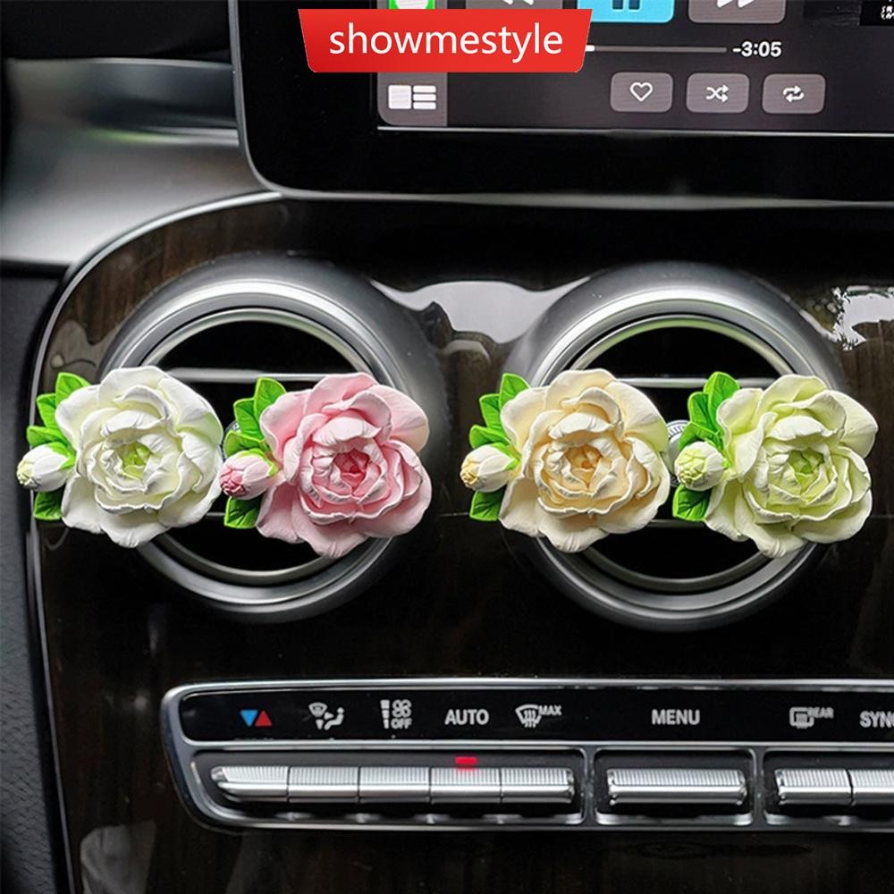 SES รถ Jasmine Air Outlet น้ําหอมคลิปรถ Air Freshener Peach Blossom Aroma Diffuser อุปกรณ์ตกแต่งรถยน