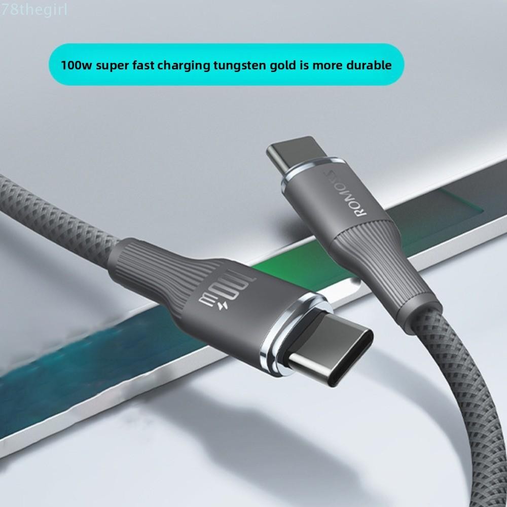 THEGIRL Type C To Type C สายชาร์จข้อมูล, 100W 6A ชาร์จเร็วสุด Tpye C สายชาร์จ, USB Type C เปลือกทอ 1