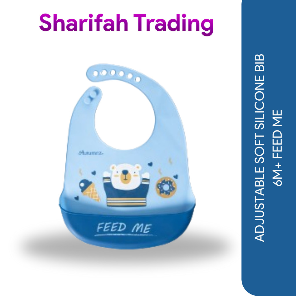 ADJUSTABLE SOFT SILICONE BIB 6M+ FEED ME