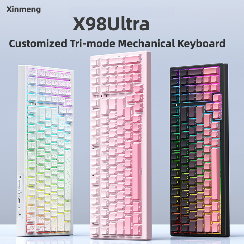 XINGMENG X98Ultra ที่กําหนดเอง Tri-mode คีย์บอร์ดไร้สายบลูทูธ Hot-swap RGB E-sports เกม Office 12000