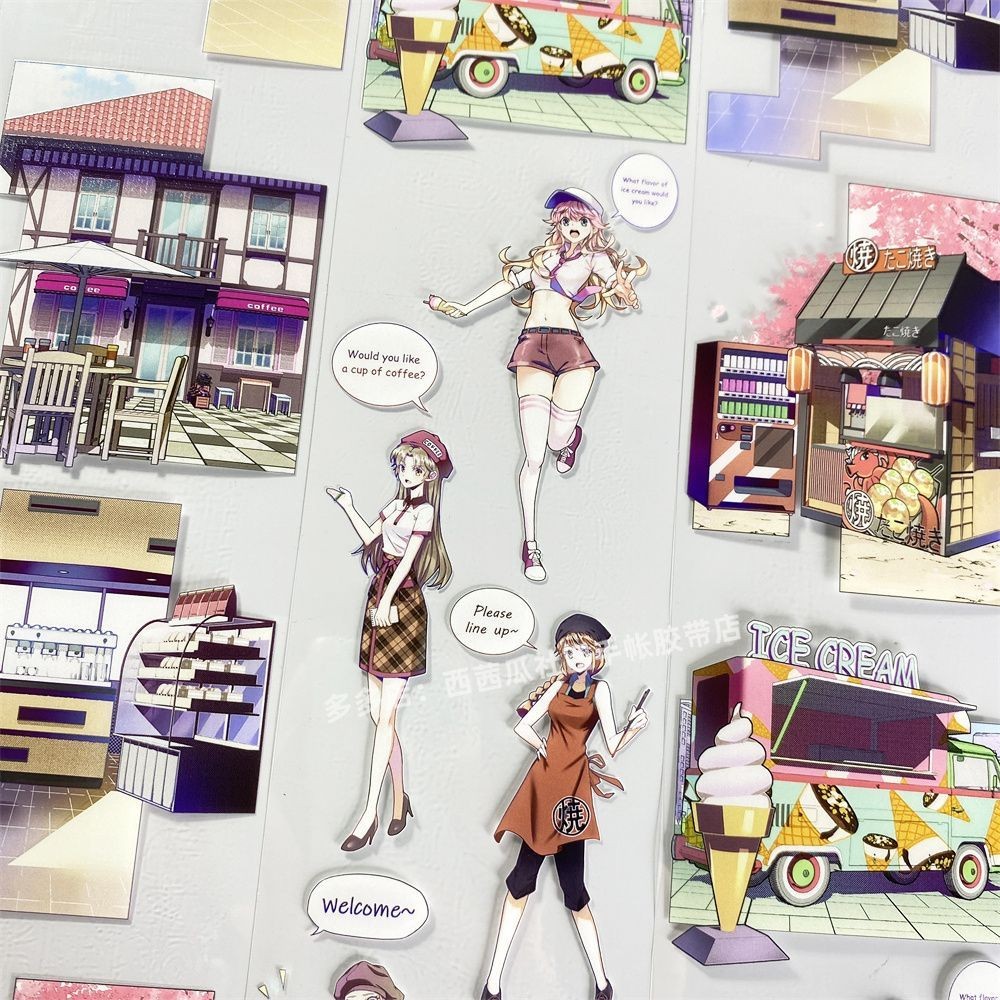 คู่มือ Sub-Packing Tape t91 Street Story ใหม่ Seven Days Shop ตัวละครหญิง PET วัสดุโบราณบัญชี Liu Ma