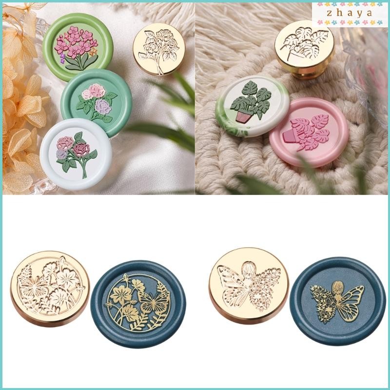 ZHAYA Flower Series Sealing Wax Stamp สําหรับการ์ดเชิญงานแต่งงานทองเหลือง Wax Seal Stamp