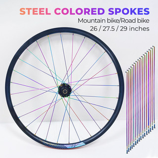10PCS MTB Bike Spokes Colorful W/ Nipples 14G Spokes for 26/27.5/29 Mountain Bicycle Wheel Spokes