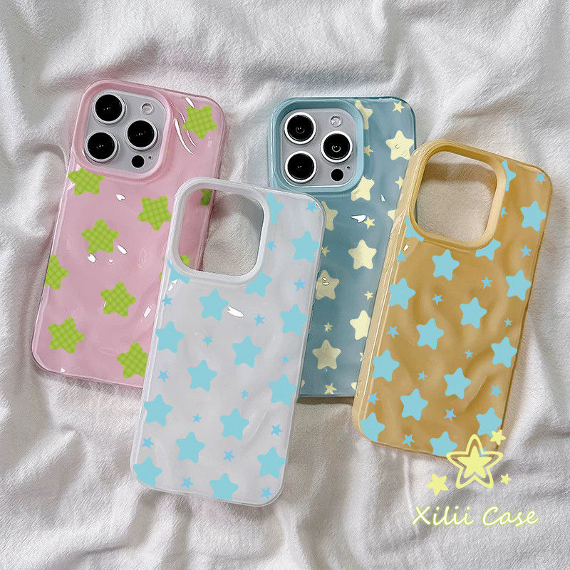 เคสไอโฟน11 สำหรับ IPhone 16 XR 15 13 11 14 12 Pro Max X XS MAX 7 8 15 16 14 Plus สีดาวน้ำคลื่นลูกคลื่นโทรศัพท์
