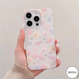 เคสไอโฟน 16 11 สำหรับ IPhone 15 13 11 16 14 12 Pro Max 15Plus 16Plus 14Plus ดอกไม้ที่มีสีสันเต็มจอดาว IMD กล่องอ่อน